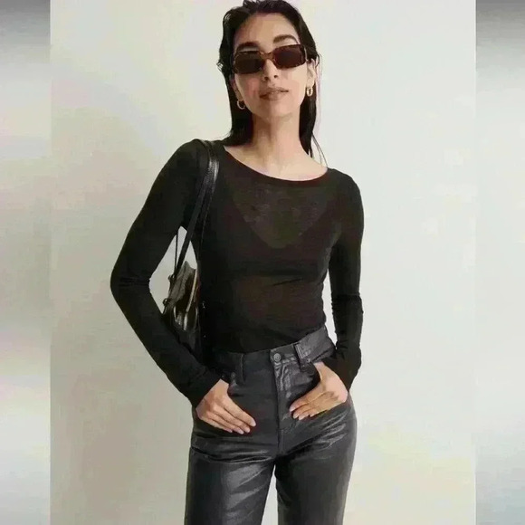 Madewell Tops - Madewell Scoopneck Long-Sleeve Tee Size XS True Black